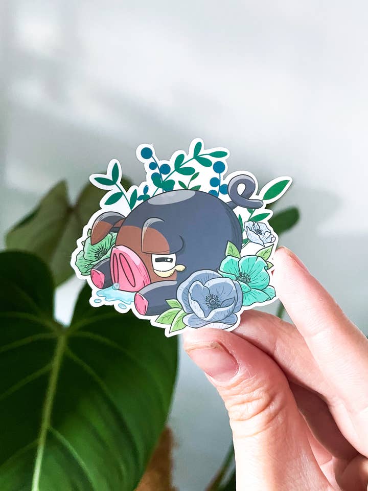 Lechonk Waterproof Die Cut Sticker - 2.5in Pokemon Sticker for wholesale by Sarah May Arts