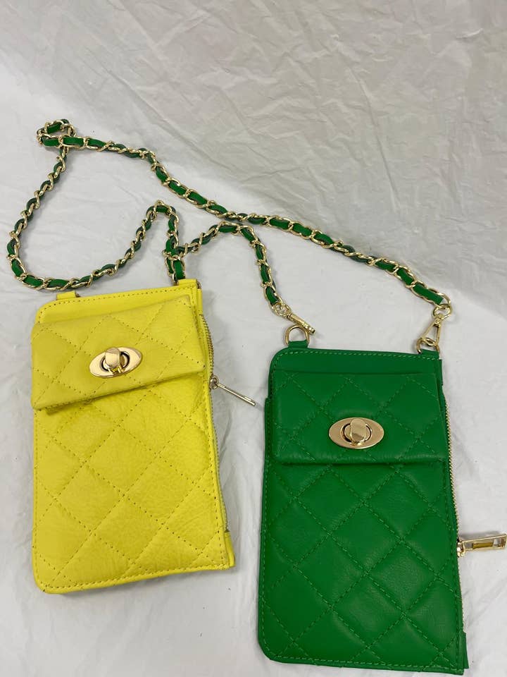 OF234 Italian Quilted Leather Zipped Cellphone Bag for wholesale by JIJOU CAPRI