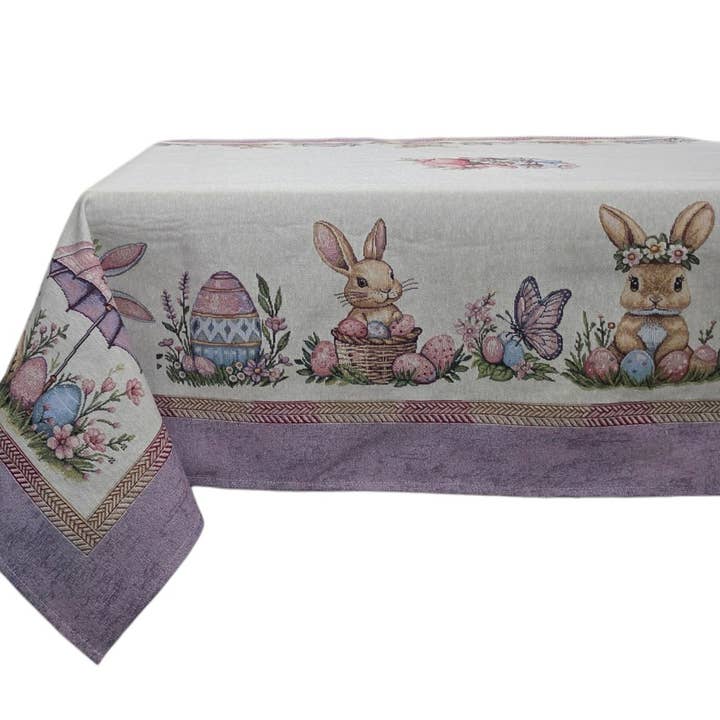 Tovaglia Pasquale Pasqua Lilla in Gobelin per la vendita all'ingrosso da parte di Lunaria Lab