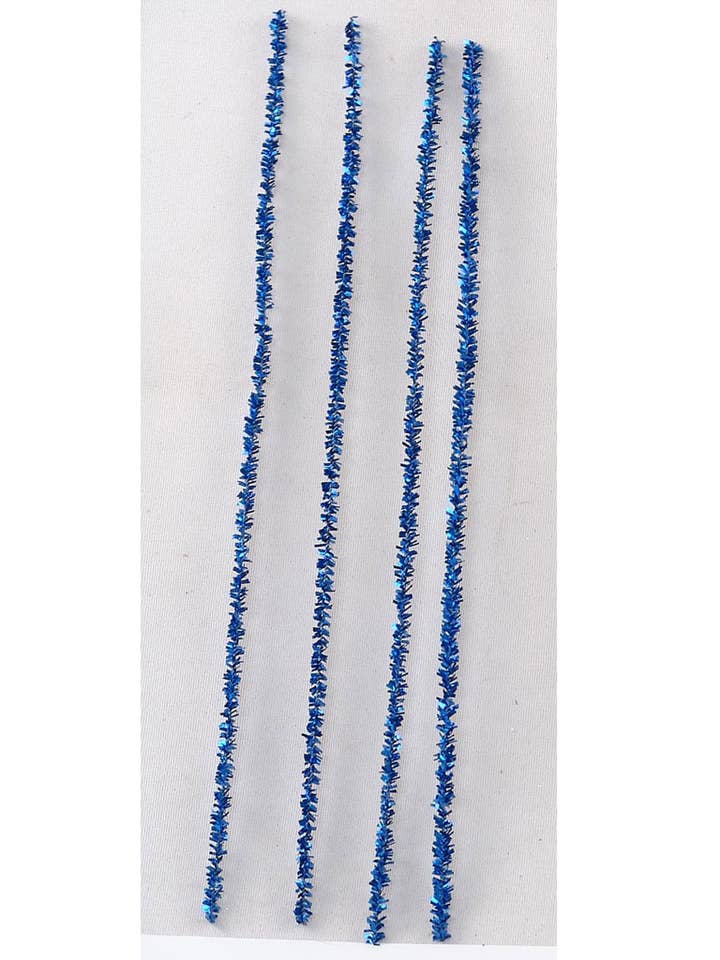 12" Glitter Pipe Cleaner Chenille Stem Royal Blue Box Of 100 for wholesale by Larksilk