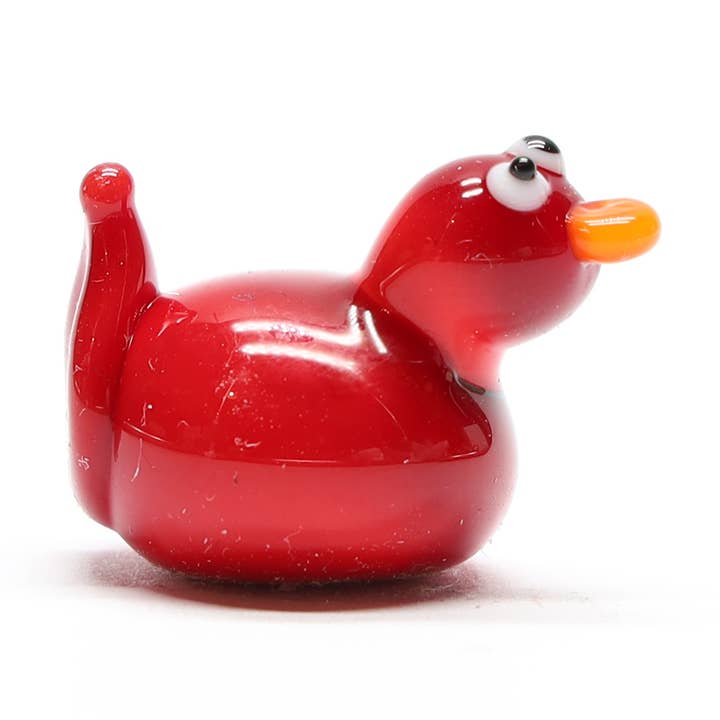 Red Glass Duck Miniature Ornament, Keepsake, Plant Decor for wholesale by Joy McMillan Glass