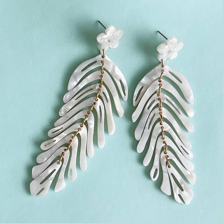 Pearl and Ivy Studio - Wholesale Dangle Earrings - Boho statement dangle earrings - feather frost0