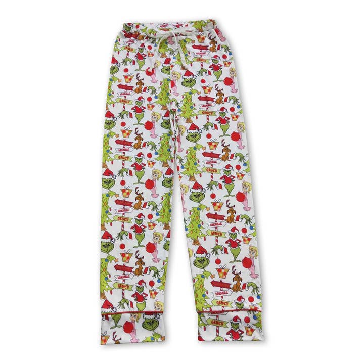 Green face gifts adult Christmas women pants for wholesale by Yawoo Garments