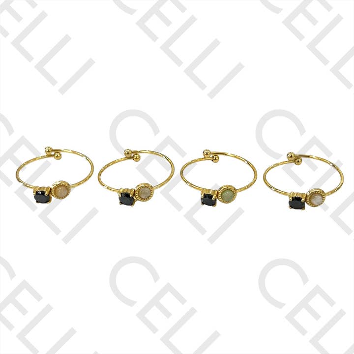 Stålring med naturlig sten for engroshandel hos Celli Biju