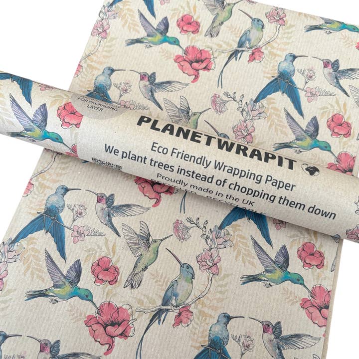 Hummingbird Recycled Kraft Wrapping Paper Gift Wrap for wholesale by PlanetWrapIt