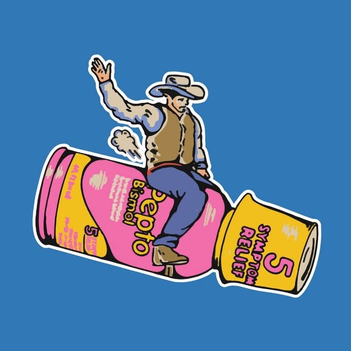 Adhesivo Pepto Bismol Rodeo Cowboy para venta al por mayor de Parker Goods
