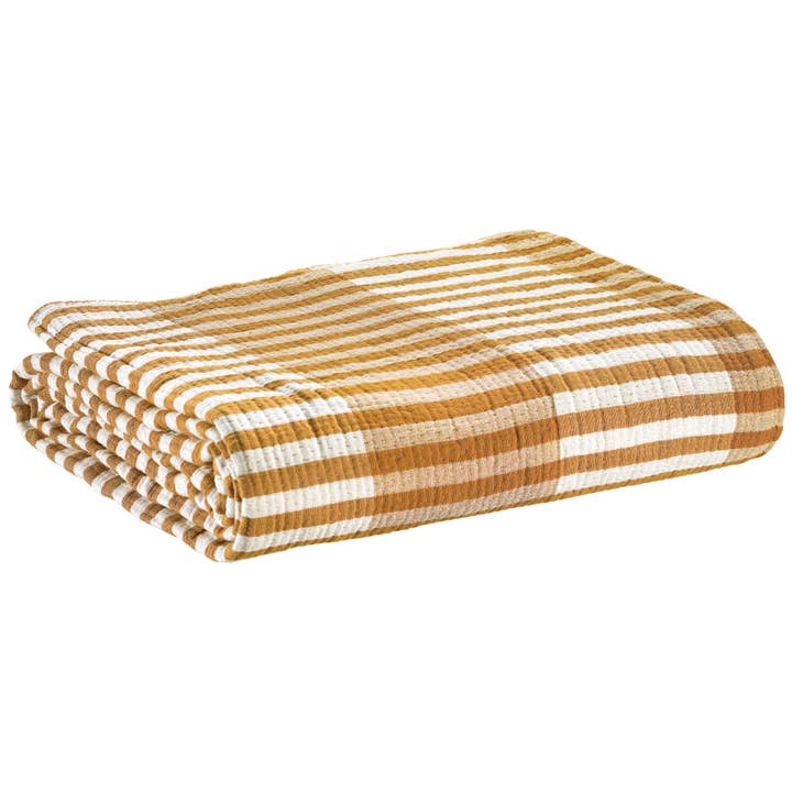 Plaid Calista Zafferano 260 x 260 per la vendita all'ingrosso da parte di Maison Vivaraise & La Cerise sur le Gâteau