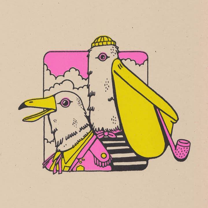 It's Not That Weird - Wholesale Art Print - Sailor Birds riso print