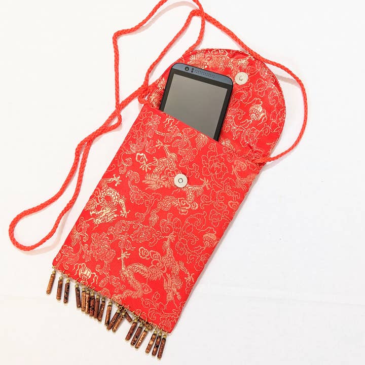 Fiona Accessories - Wholesale Crossbody Bag - Women's - Crossbody Bag Chinese Brocade Beaded Tassel Multi