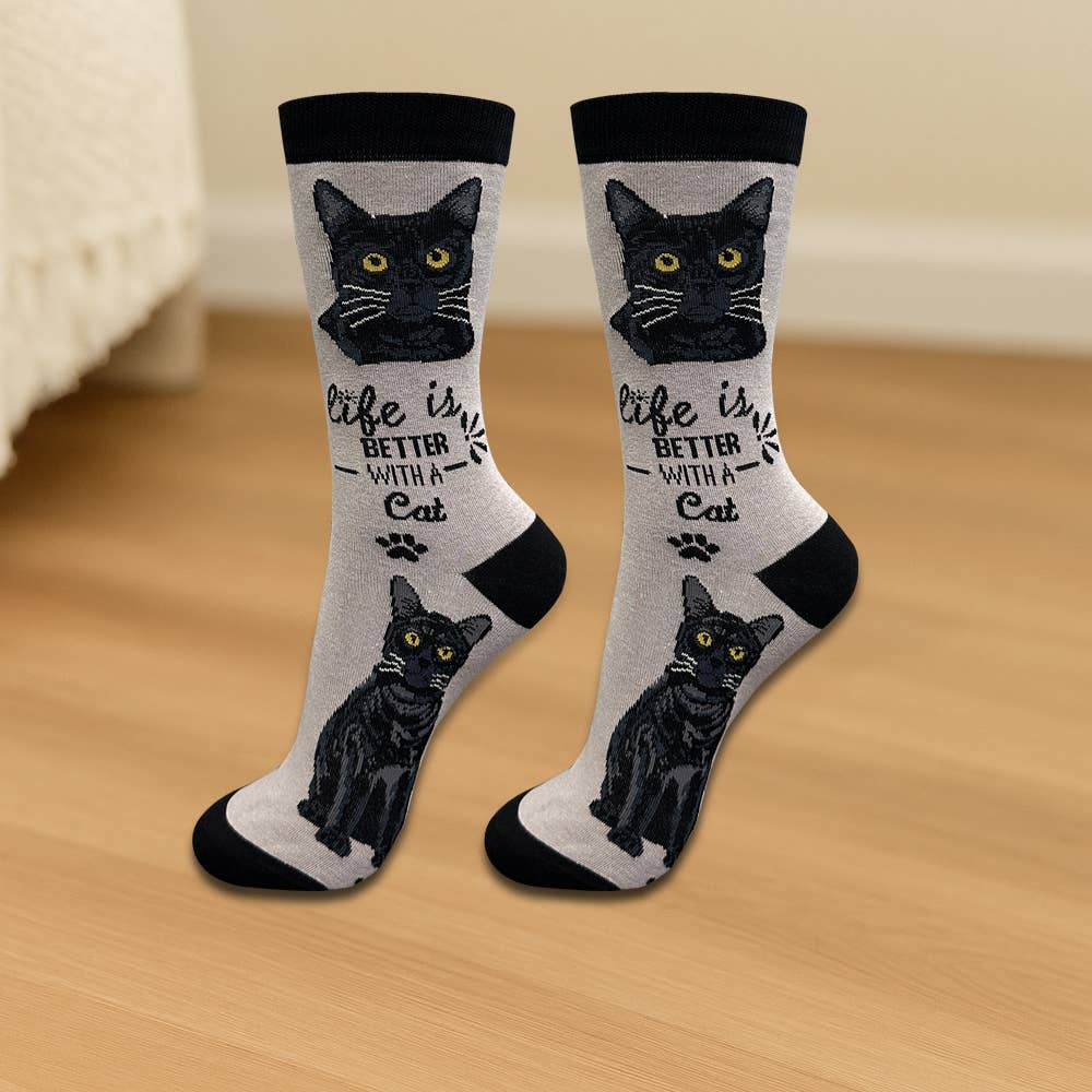 E&S Pets - Wholesale Socks - Unisex - Black Cat Socks - Fun Novelty Crew Socks - Unisex2