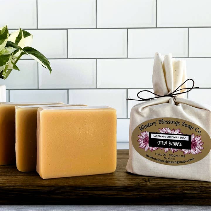 Citrus Sunrise Goat Milk Soap for wholesale by Winters’ Blessings Soap Co.
