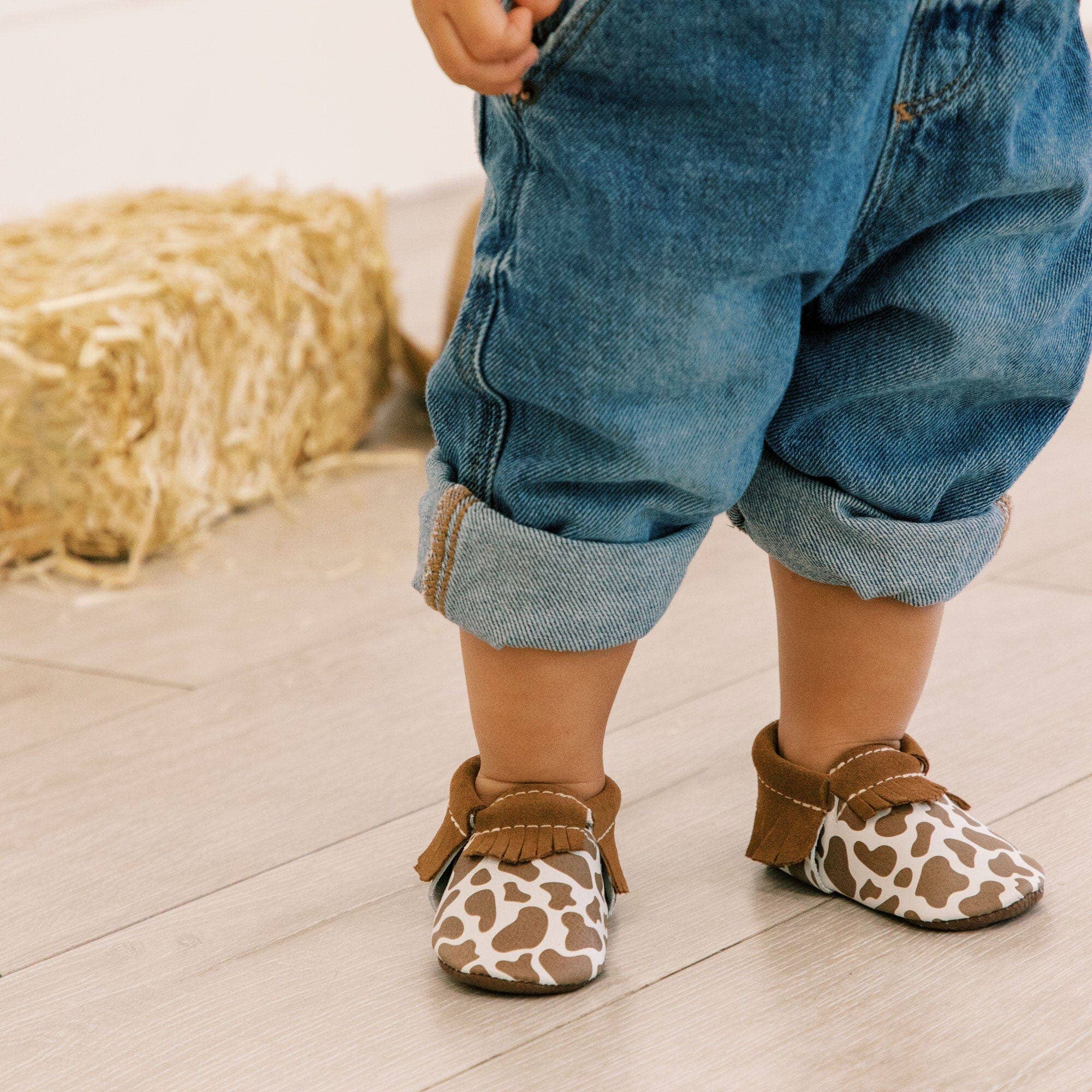 Freshly Picked - Wholesale Booties - Baby - Suede Cow Print Moccasin Baby Shoe4
