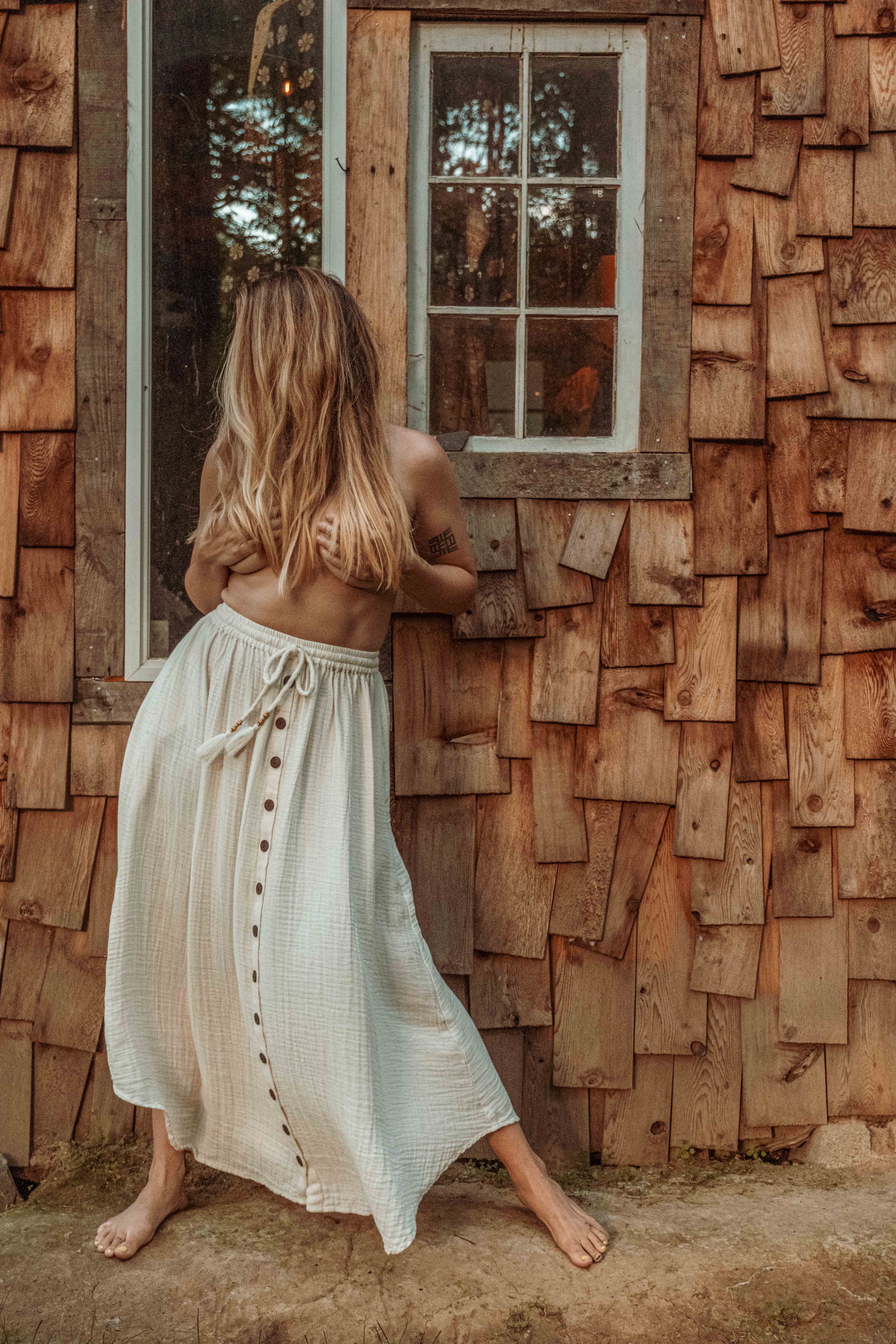 Gardenbelle Shop - Vente Jupe – femme - Jupe boutonnée en bambou et coton Beachy Boho, jupe longue bohème8