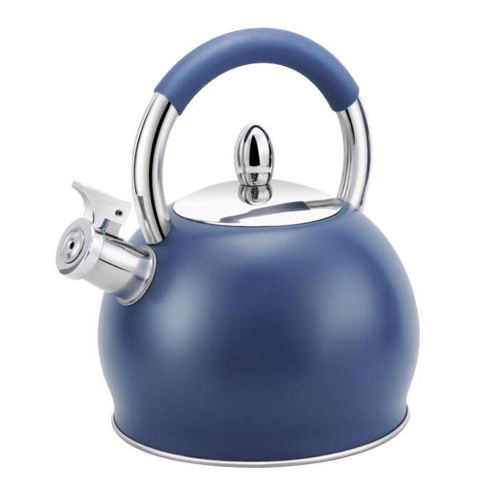 STP - Wholesale Kettle - Stainless Steel Blue Whistling Kettle with Silicone Handle