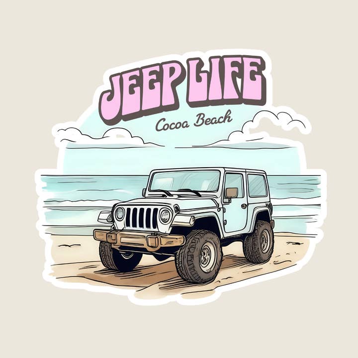 Jeep Life Beach Custom Souvenir Aufkleber (B1051) für den Großhandel von Shoreline Summit