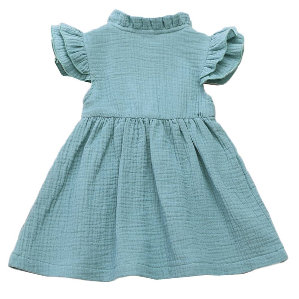 Fennco Styles – wholesale Klänning – Barn – Flutter ärm Stativkrage Bomull Flickklänning1