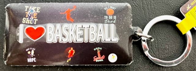 7 Star - Wholesale Keychain - Unisex -  “I ❤️ BASKETBALL” Aluminum Double-Sided Embossed Keyring 0