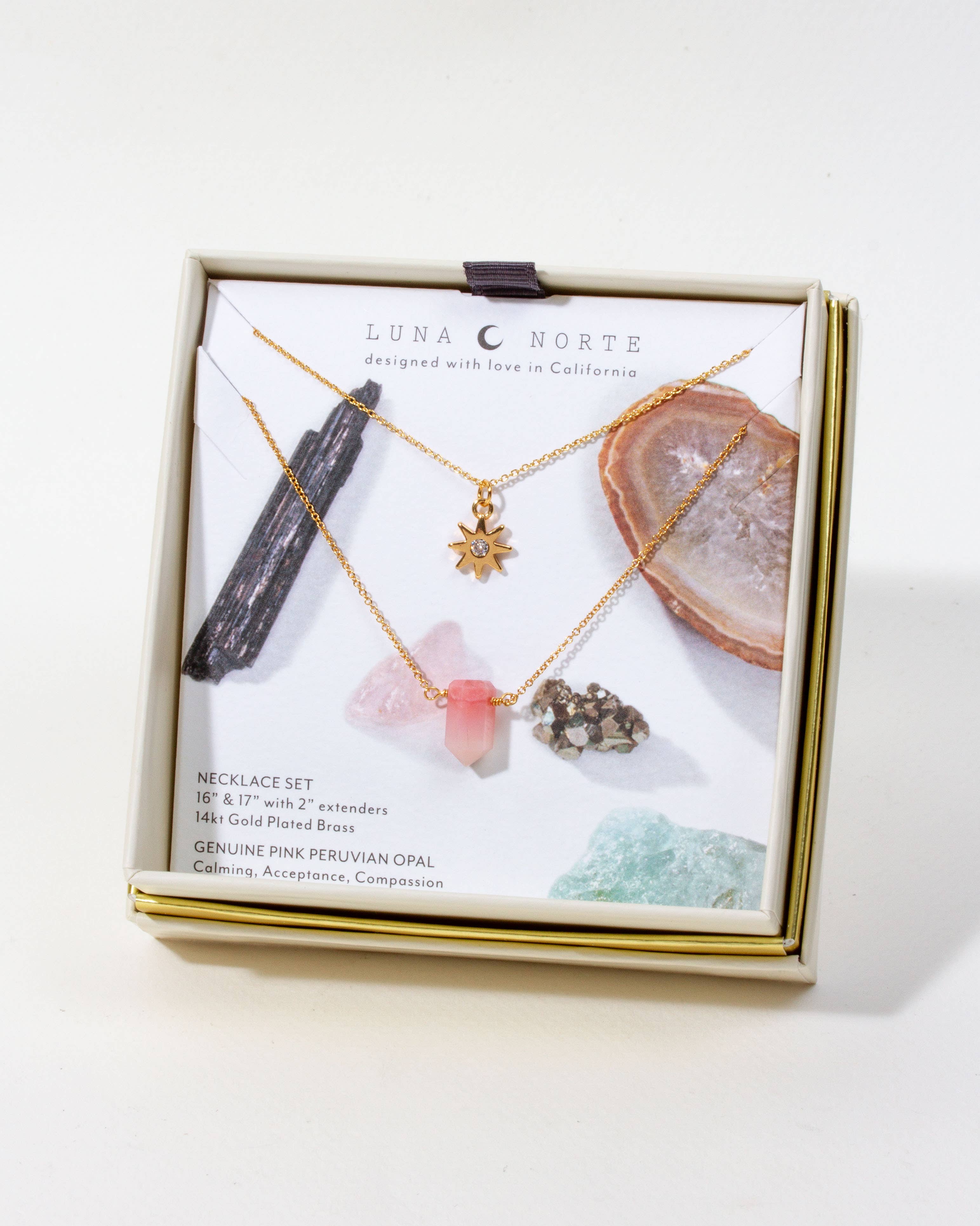 Luna Norte - Wholesale Jewelry Set - Sunny Day Gemstone Point Necklace Set- Peruvian Opal 0