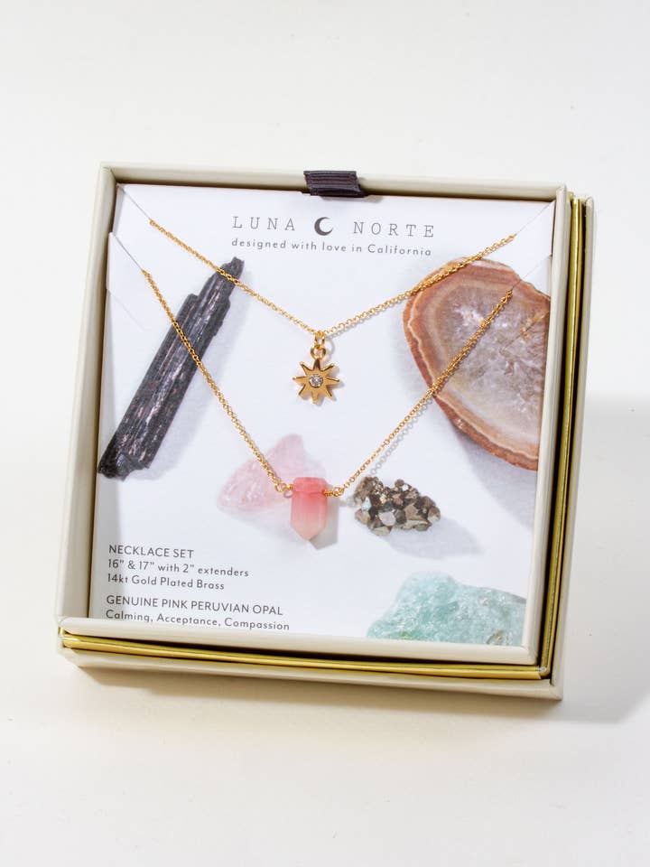 Conjunto de Collar con Punta de Piedra Preciosa Día Soleado - Ópalo Peruano para venta al por mayor de Luna Norte