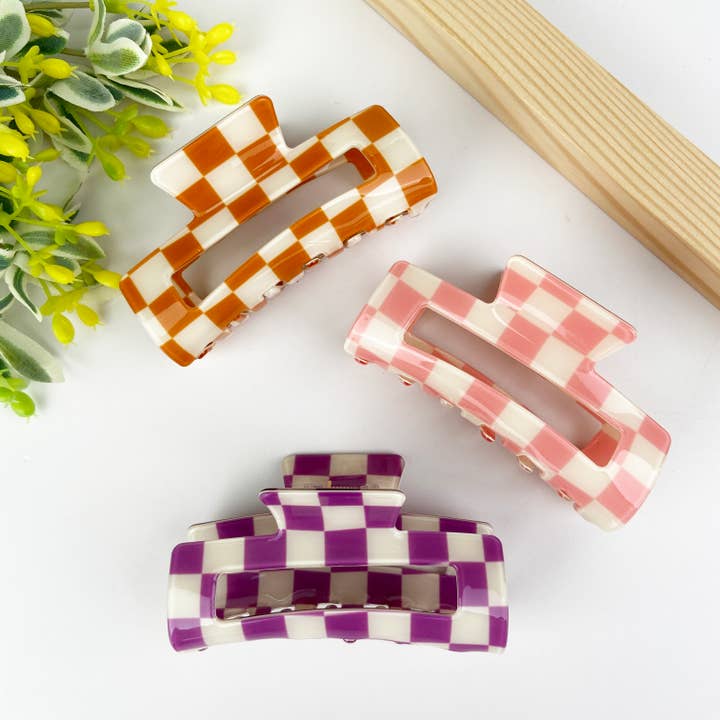 TheDivaSoap - Wholesale Hair Clip - Women's - Checkerboard retro hair claw clip