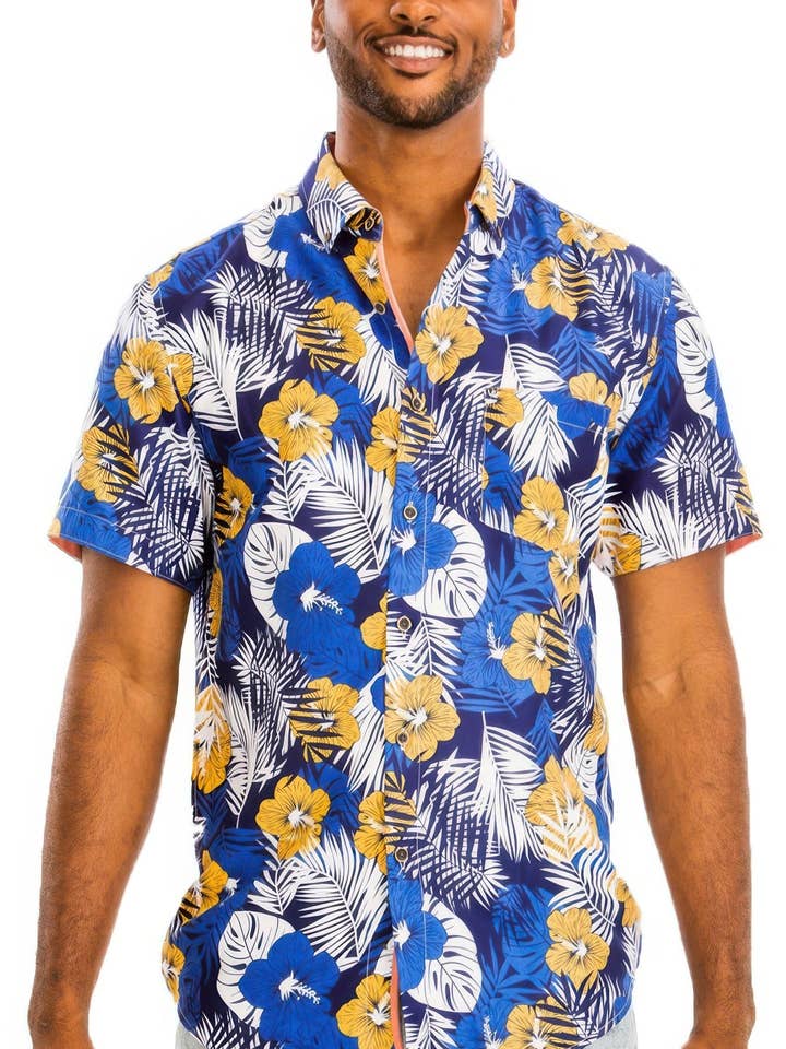 Hawaiian Print Button Down Shirt for wholesale by CC Wholesale Clothing