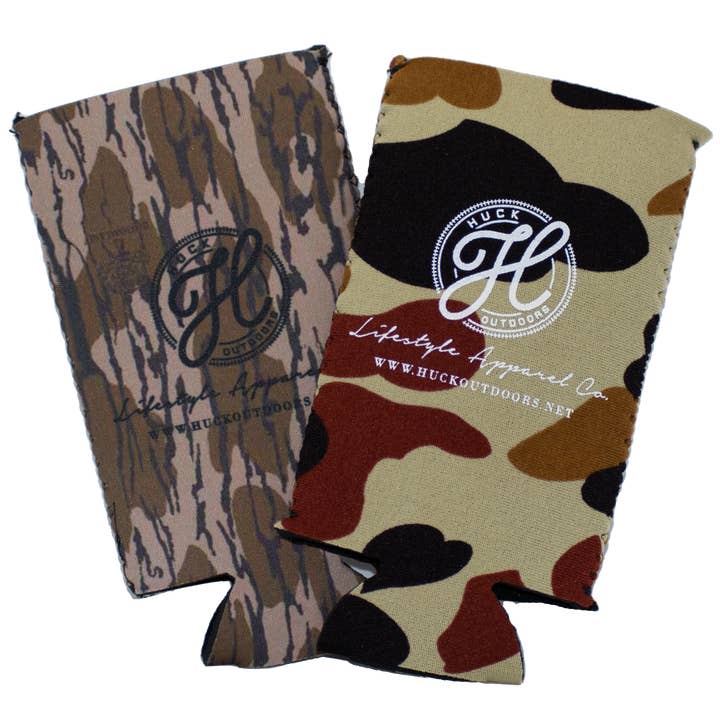 Camo Slim Can Tall Koozies for wholesale by Huck Outdoors