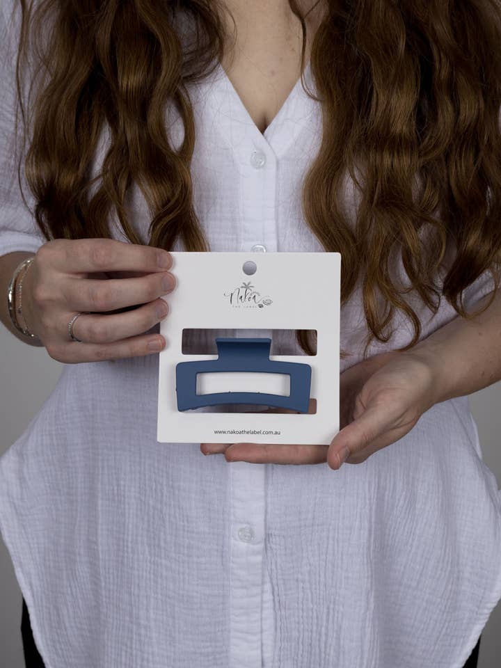 Claw Clip -- Elongated Rectangle - Blueberry for wholesale by Nakoa The Label