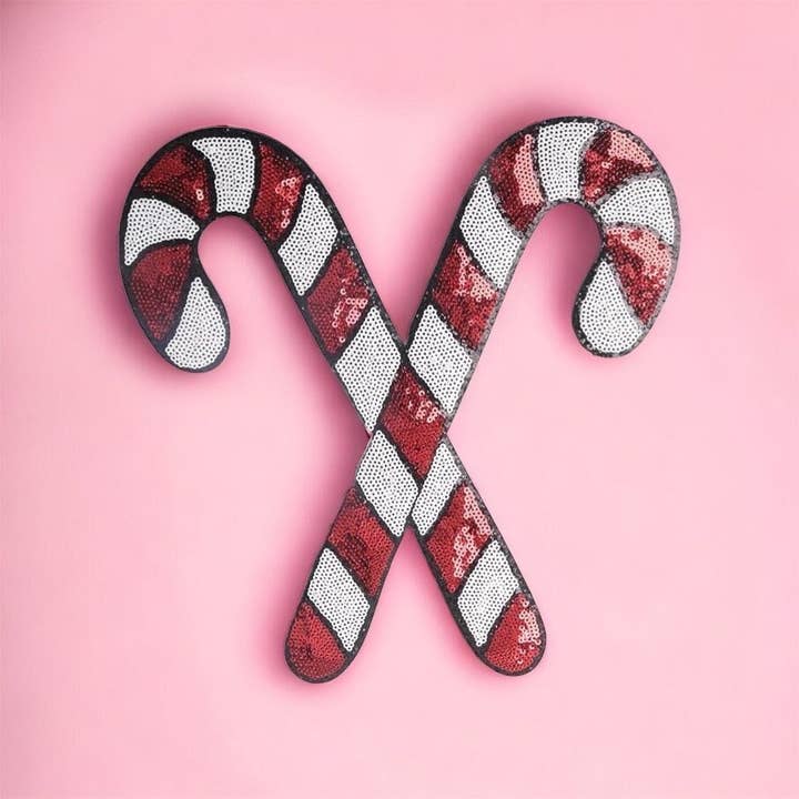 Rosie Posie Patches - Wholesale Patch - Sequin Candy Cane Santa Chenille Christmas Patches