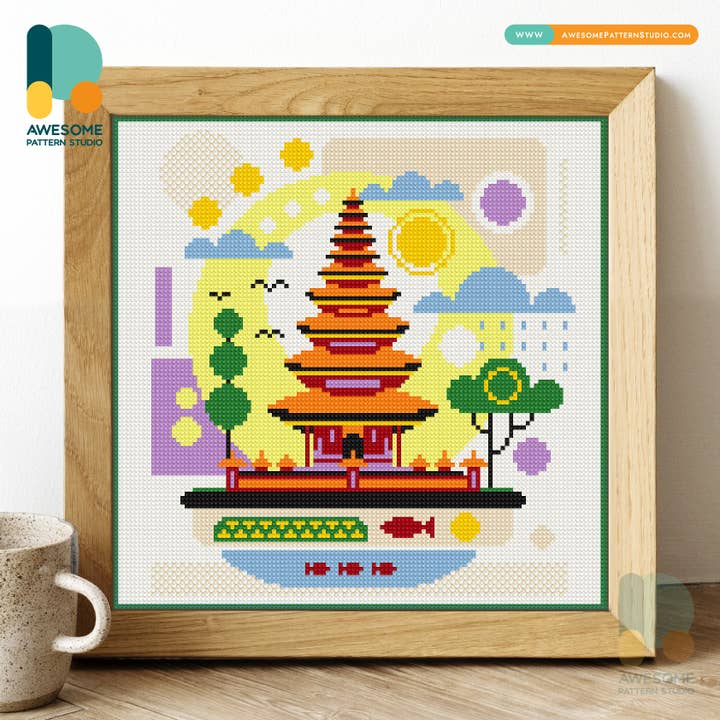 Awesome Pattern Studio – Großhandel Bastelset – DS2367-120x120 Pura Ulun Danu, Diamantmalerei-Set