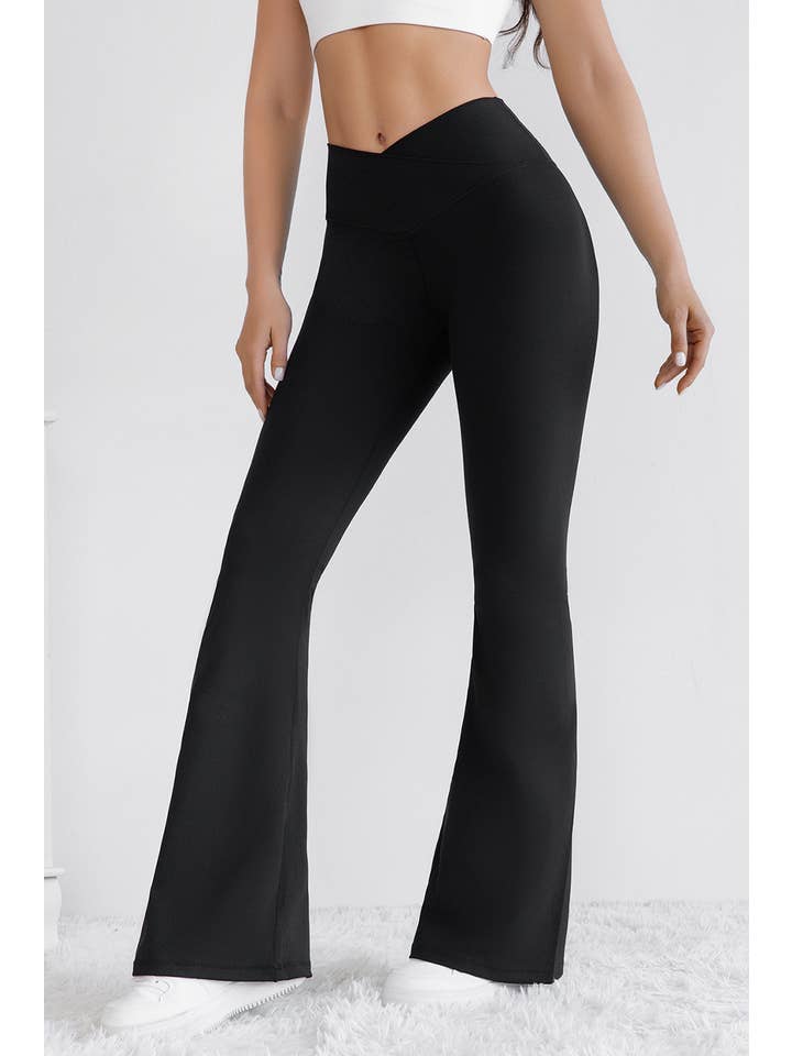 LA Society - Wholesale Athletic/Lounge Leggings - Women's - V Crossover High Waist Flared Leggings