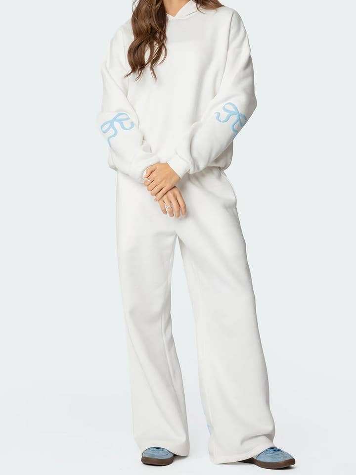 Dipped Shop - Wholesale Lounge Set - Women's - Trendy Print Loose Hoodie Sweatshirt Pants Set DP25F5407