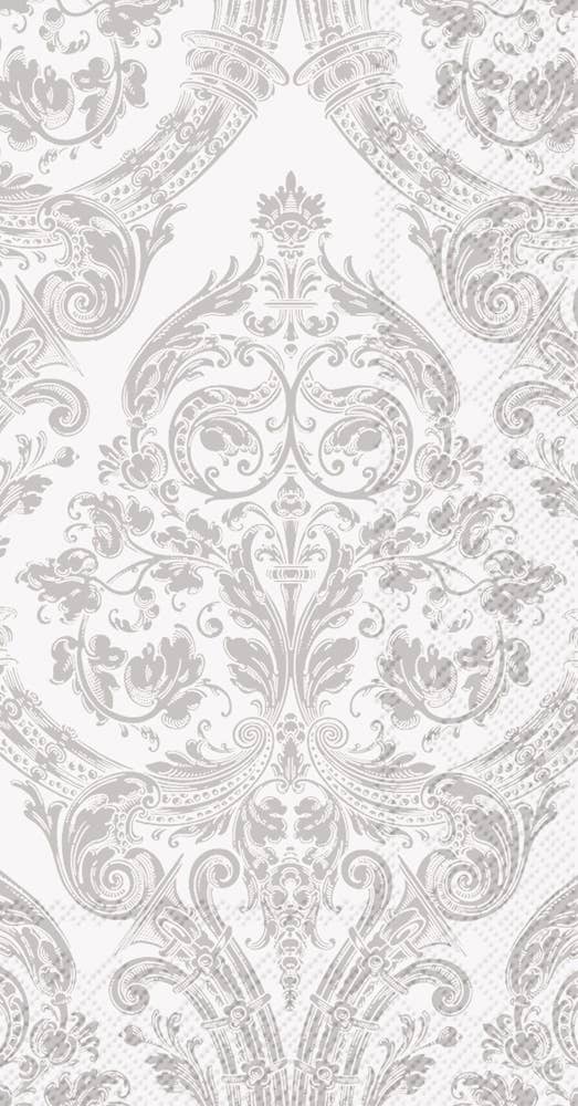 Boston International - Wholesale Wegwerpservet - Papieren gastendoekjes 16 stuks Grandeur White Silver Christmas0