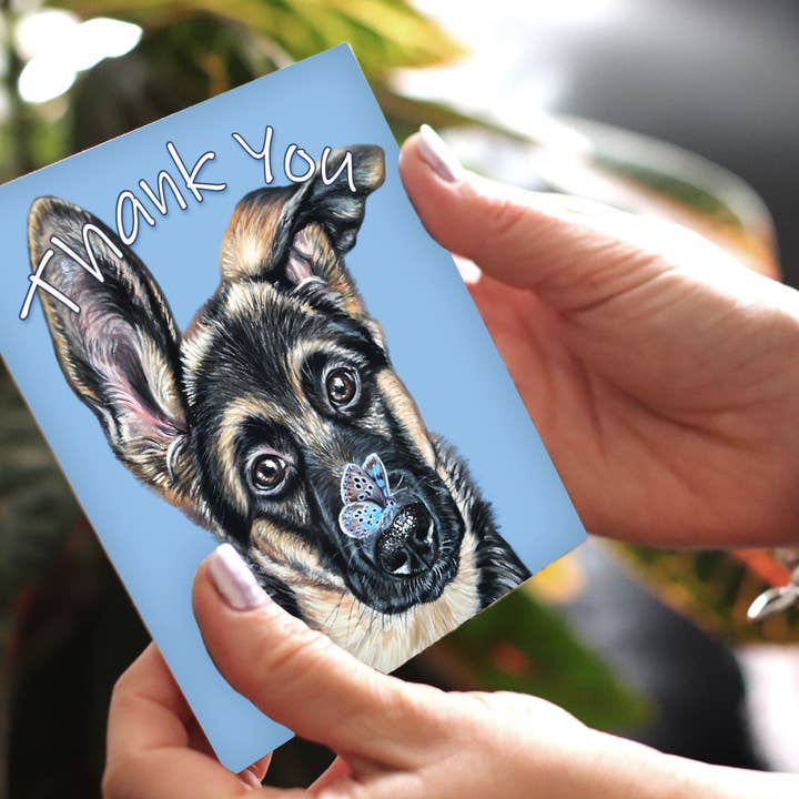 Carte de remerciement pour chien - Berger allemand pour la vente par Irisha's Card Art