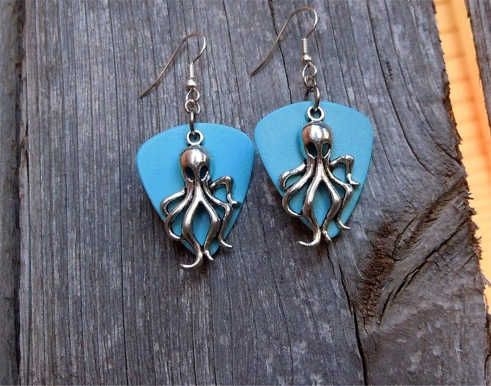 Simply Raevyn - Wholesale Dangle Earrings - Octopus Charm Guitar Pick Earrings9