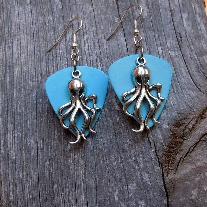 Simply Raevyn - Wholesale Dangle Earrings - Octopus Charm Guitar Pick Earrings9