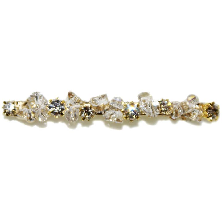 Theia Stone Barrette - HHC279 GOLD/CRYSTAL for wholesale by Hepburn & Co.