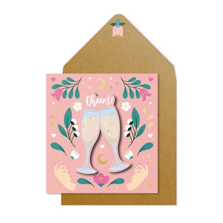 Skål Champagneglas, Vild Måne, Håndlavet Kort for engroshandel hos Tache