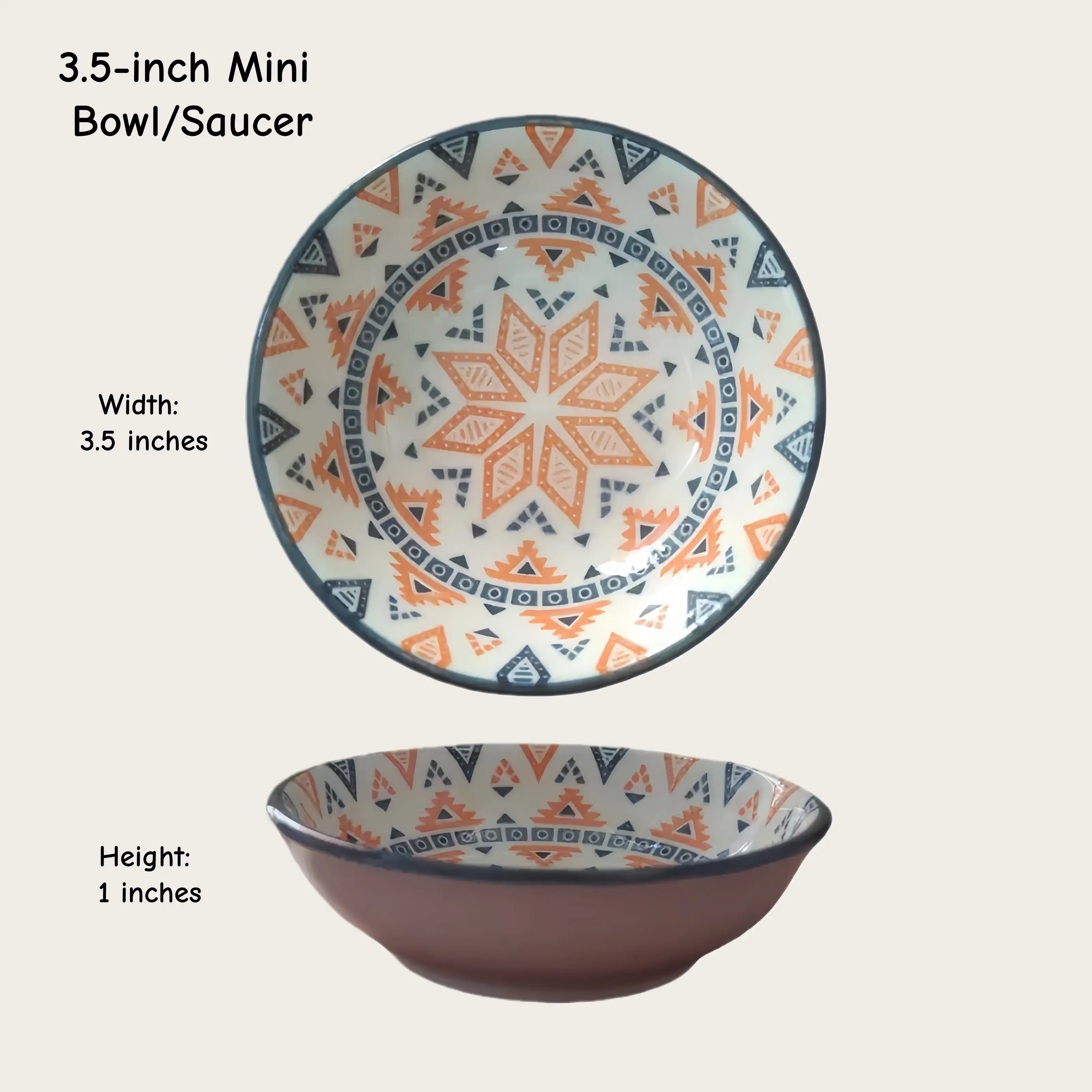 Otterware - Vente Bols à condiments/sauces - Plats à trempette en céramique style marocain (6 styles)6