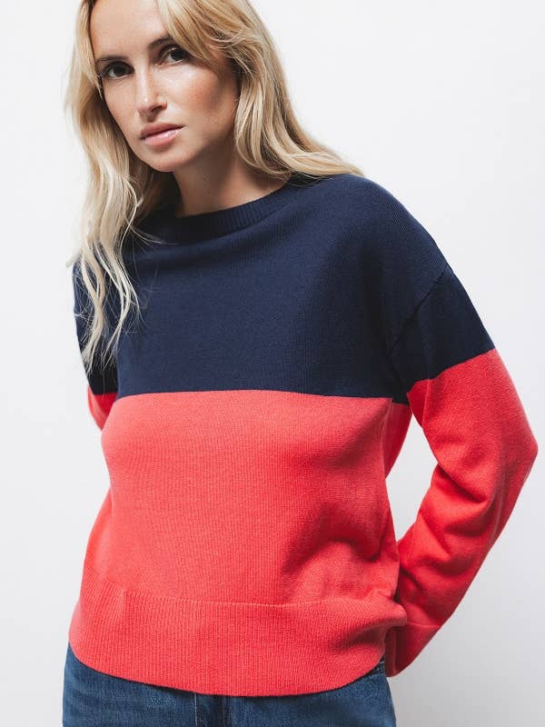 Lanidor - Wholesale Knit Sweater - Women's - Bicolour Knit Sweater (437281-47)1