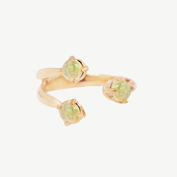 Triple Twisted Claw Ring with Stone in Opal for wholesale by Studio Grun