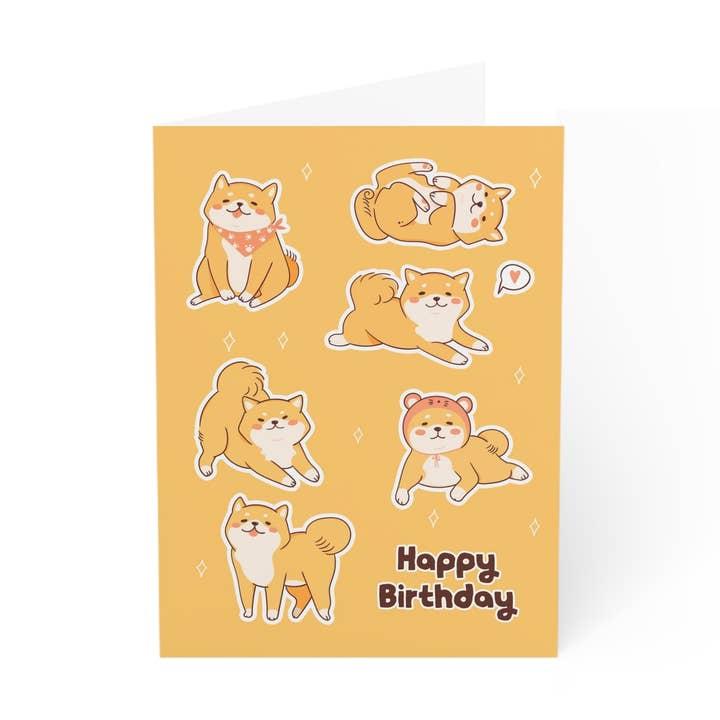 Happy Birthday (Shiba Inu) - Greeting Card for wholesale by Donkey Laserbeam
