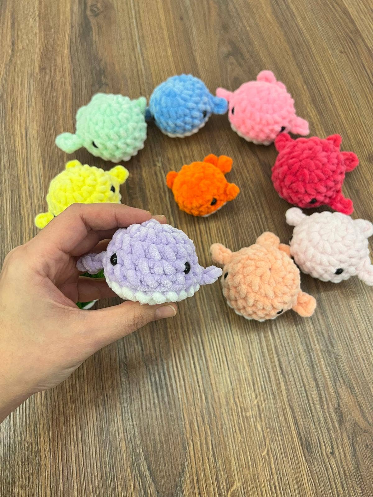 Emel Crochet - Wholesale Stuffed/Plush Toy - Kids & Baby - Mini Velvet Whale Keychain – Soft Handmade Ocean Charm5