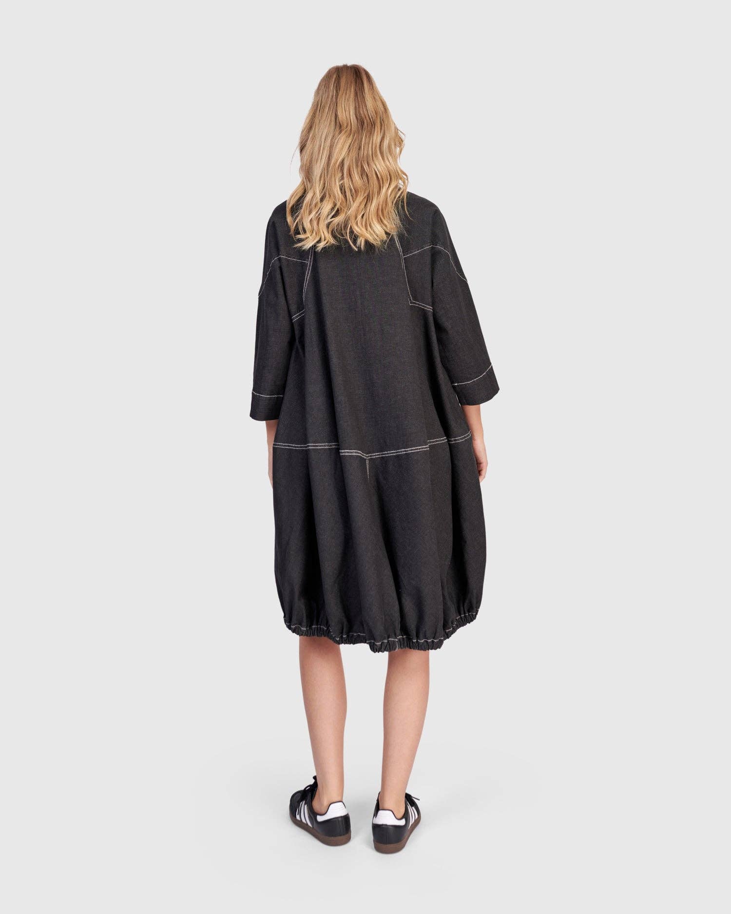 Panama Oversized Shirt Dress, Black Denim for wholesale on Faire4