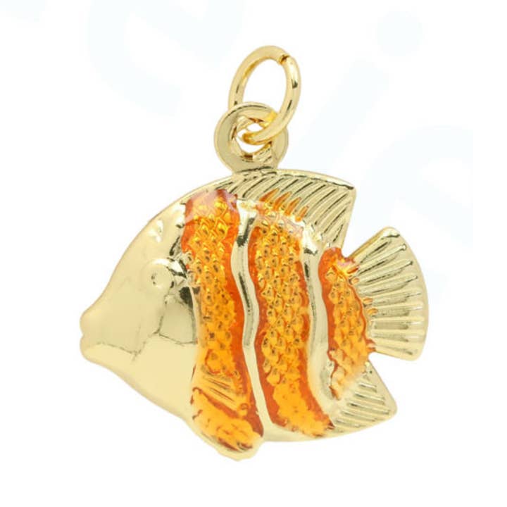 Orange Fish Charm For Charm Necklace & Bracelet for wholesale by Savvy Bling