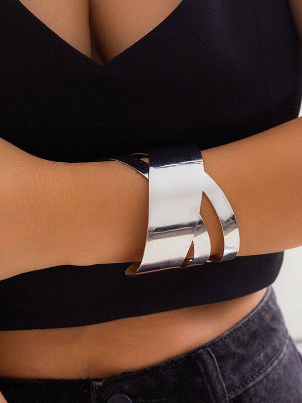 UZ Wholesale Store - Venta al por mayor Pulseras tipo brazalete - Pulsera Geométrica Hueca de Color Sólido - Diámetro de 2,73"1