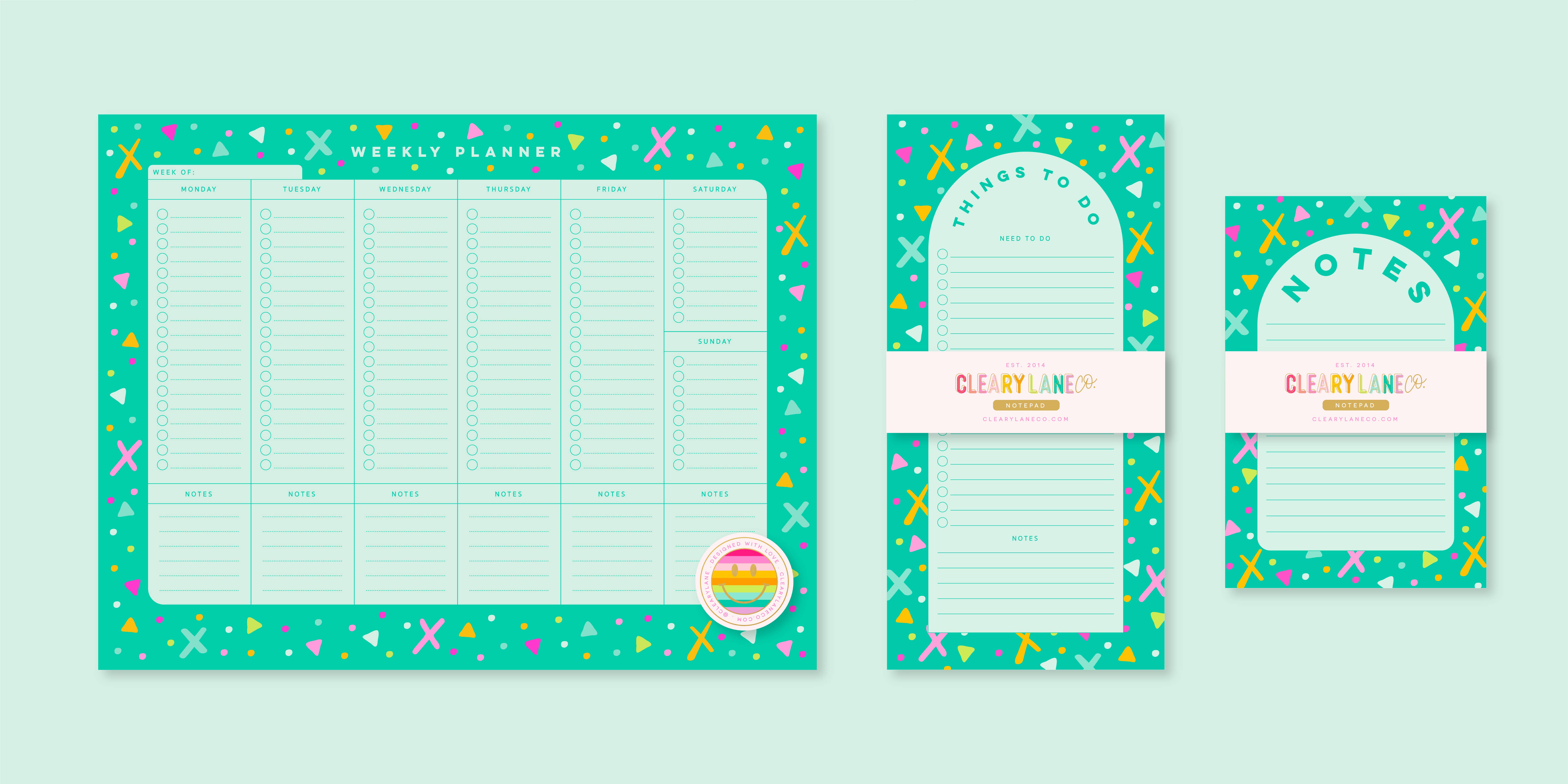 Cleary Lane – Bloco de notas por atacado – Bloco de Notas | 4"x6" | Formas Aqua Rainbow2