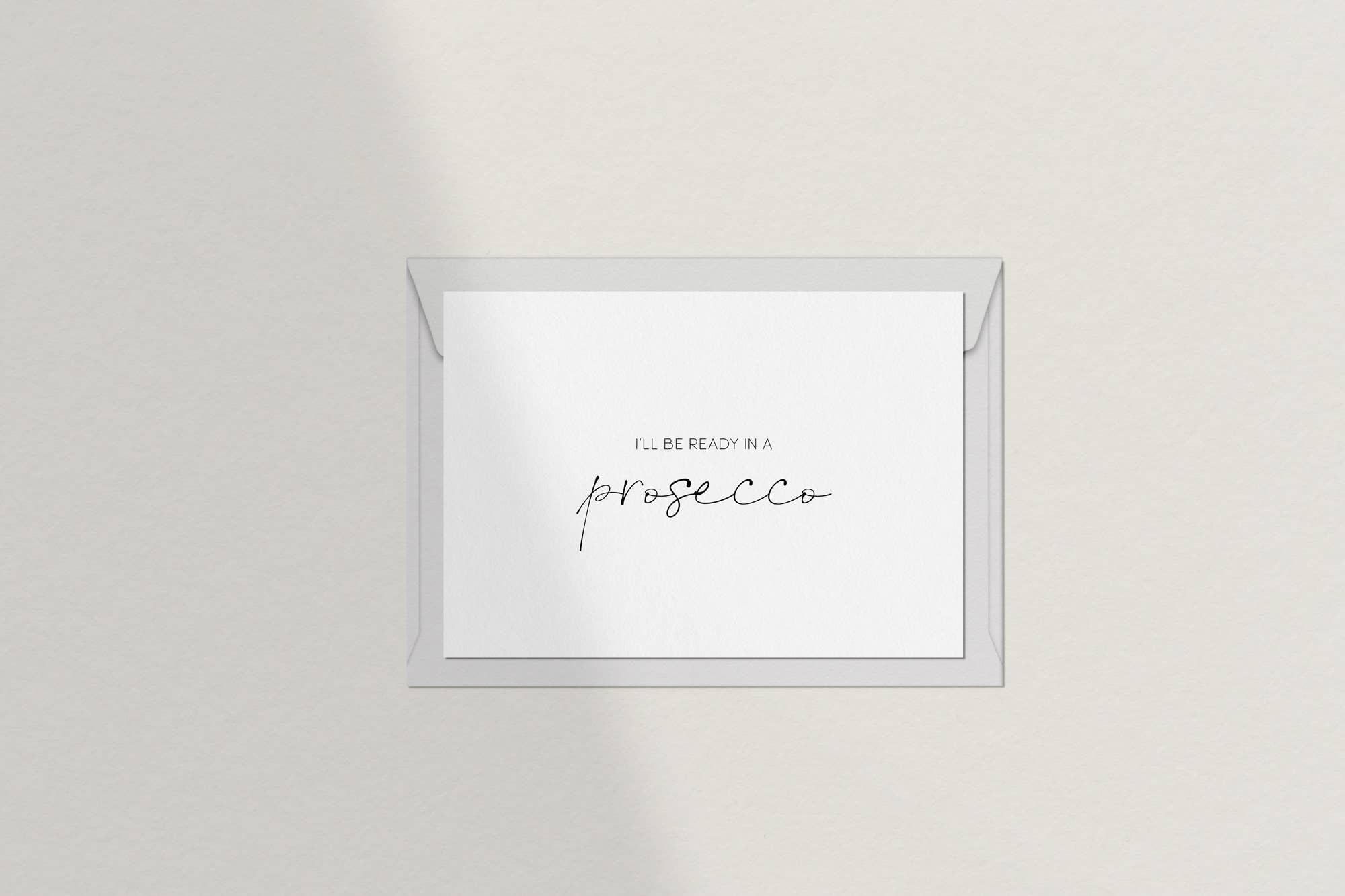 Debblschebbl Design Studio - Wholesale Postcard - I'll be ready in a prosecco postcard