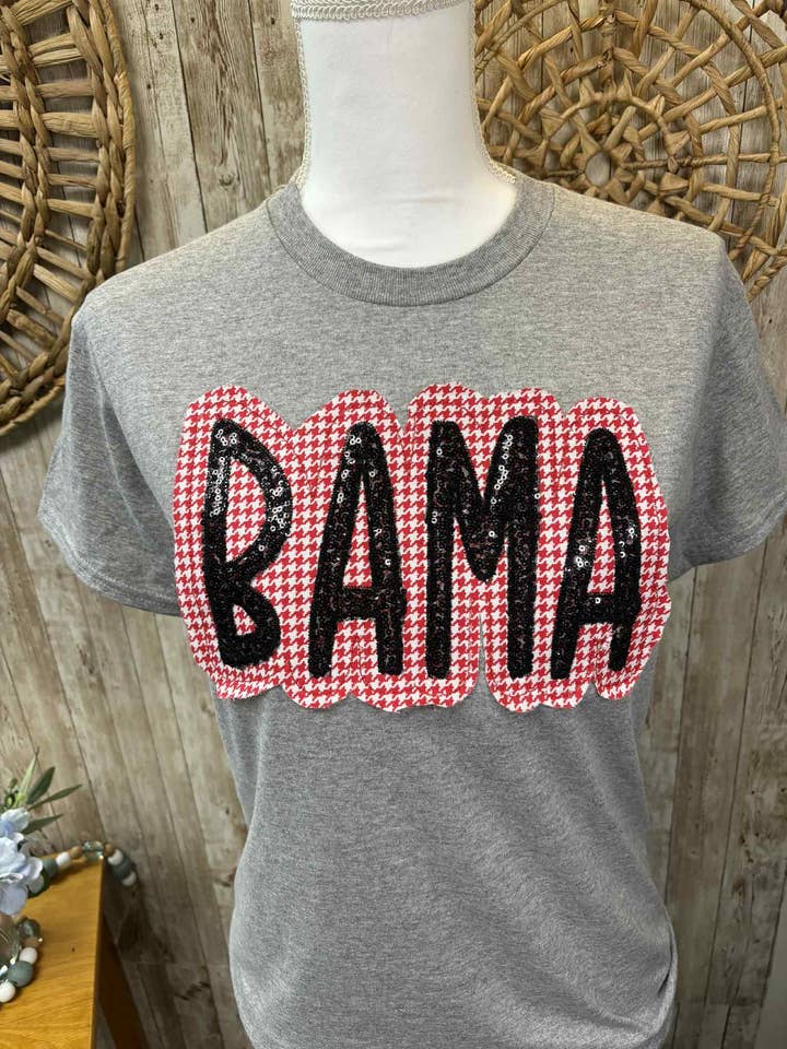 Alabama "BAMA" Real Sequins Multi-Fabric Shirt for wholesale by Oasis Wholesale Apparel
