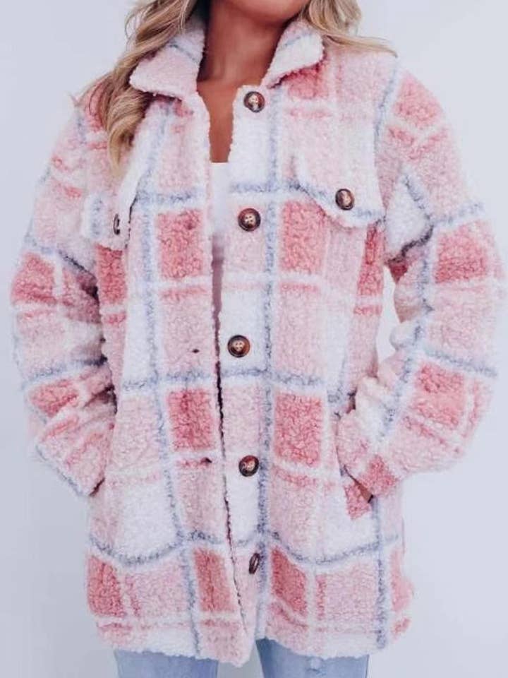 Plaid Pattern Oversized Sherpa Jacket and other Purchase Wholesale sherpa jacket. Free Returns & Net 60 Terms on Faire trending on Faire.