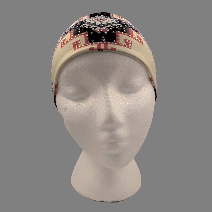 Gem City Attire - Wholesale Fashion Headband - Women's - HW145R - Red Aztec head wrap2